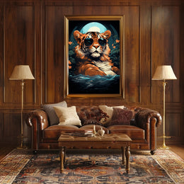Tiger in Sunglasses Moonlit Jungle Animal Poster