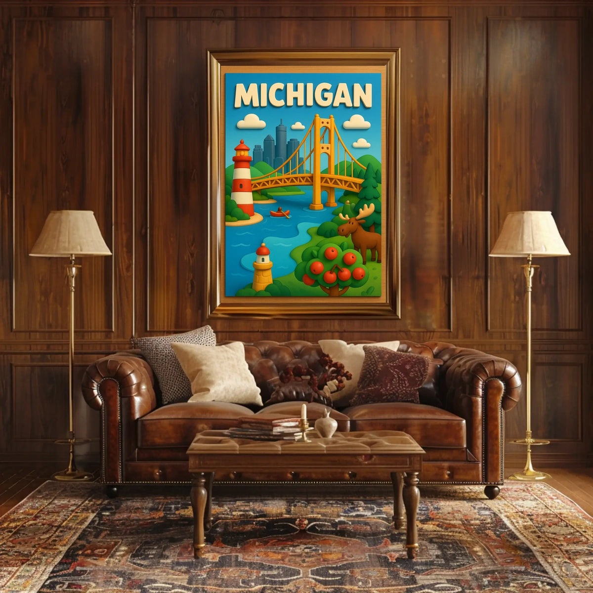 Michigan Adventure Poster Scenic Wall Art For Home Decor