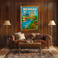 Michigan Adventure Poster Scenic Wall Art For Home Decor