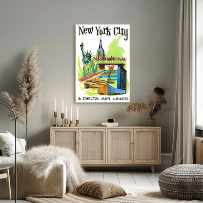New York City Air Lines Travel Poster