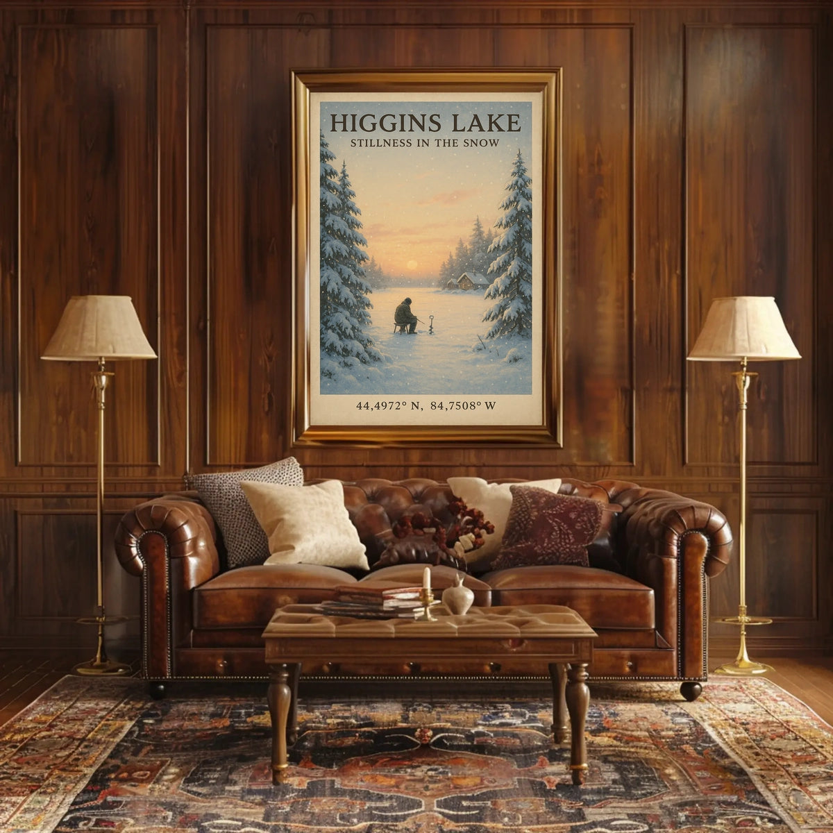 Higgins Lake Winter Scene Serene Tranquility Ice Fishing Poster