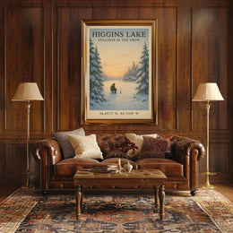 Higgins Lake Winter Scene Serene Tranquility Ice Fishing Poster