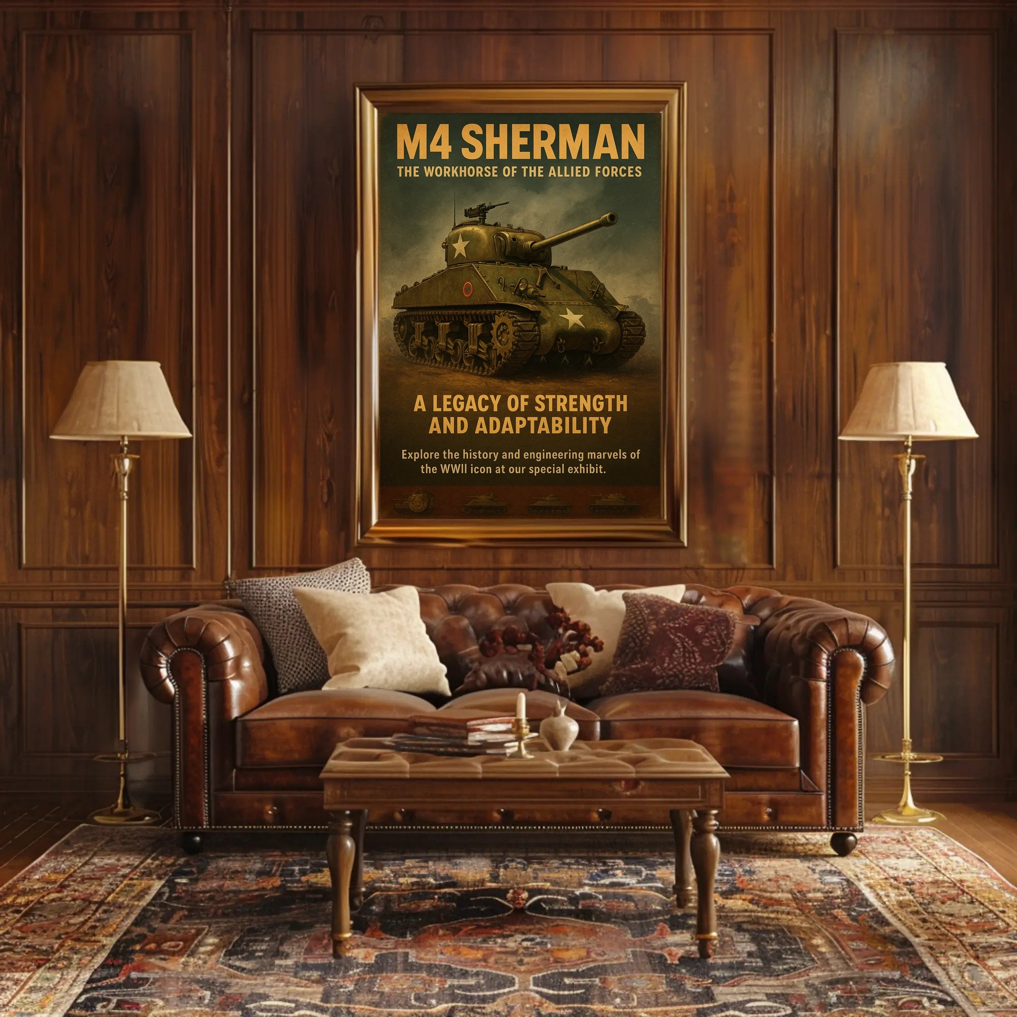 M4 Sherman Vintage Poster Military Tank Print