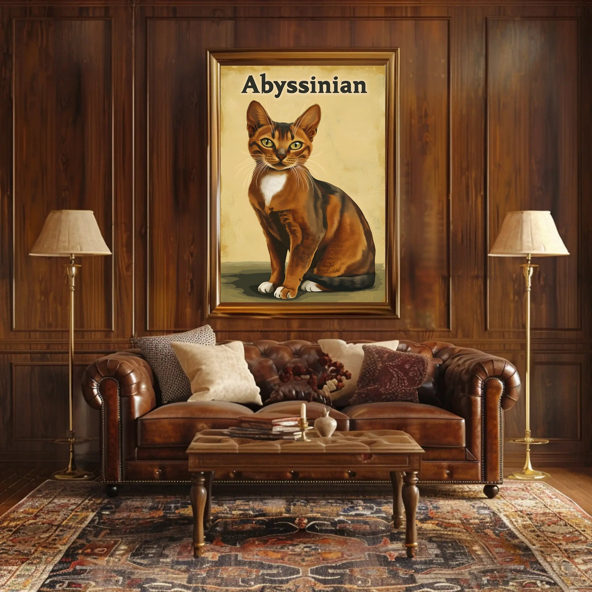 Abyssinian Cat Portrait Artwork Living Room Wall Poster