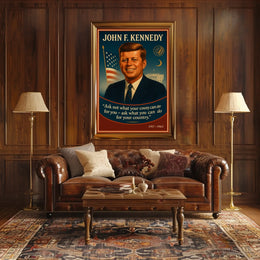 John F. Kennedy Inspirational Patriotic Vintage Poster
