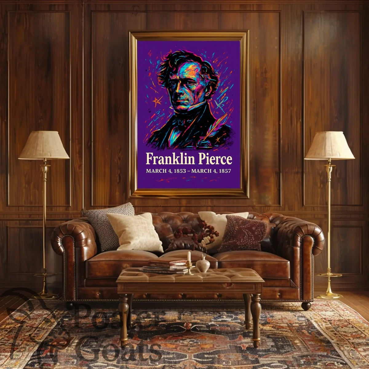 Franklin Pierce Vibrant Artistic Historical Presidential Poster