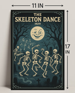 Dancing Skeletons Vintage Halloween Pop Culture Poster