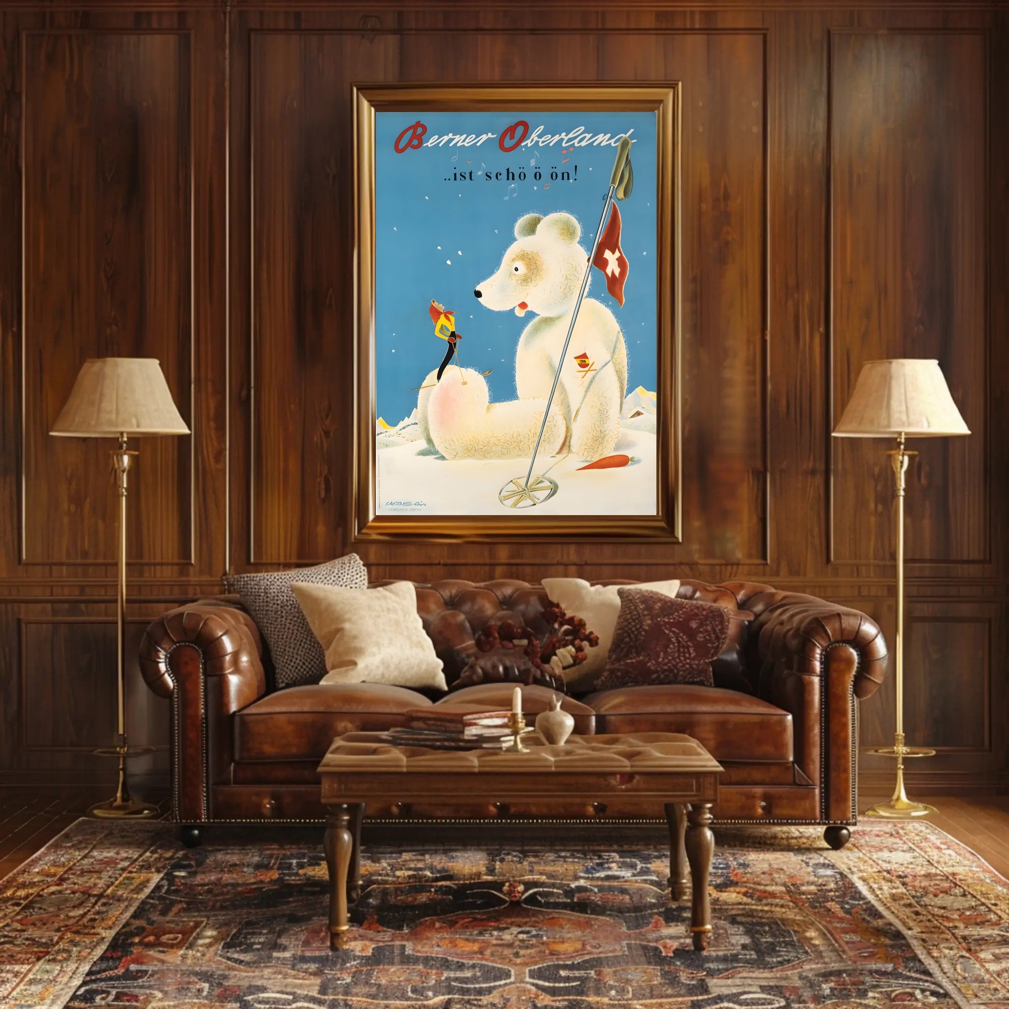 Whimsical Ski Adventure in Alpine Wonderland Travel Poster PosterGoat