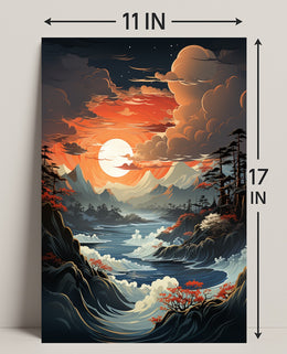 Serene Sunset Over Majestic Waters Poster PosterGoat