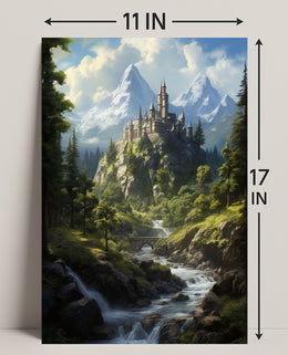 Enchanted Mountain Castle Poster PosterGoat