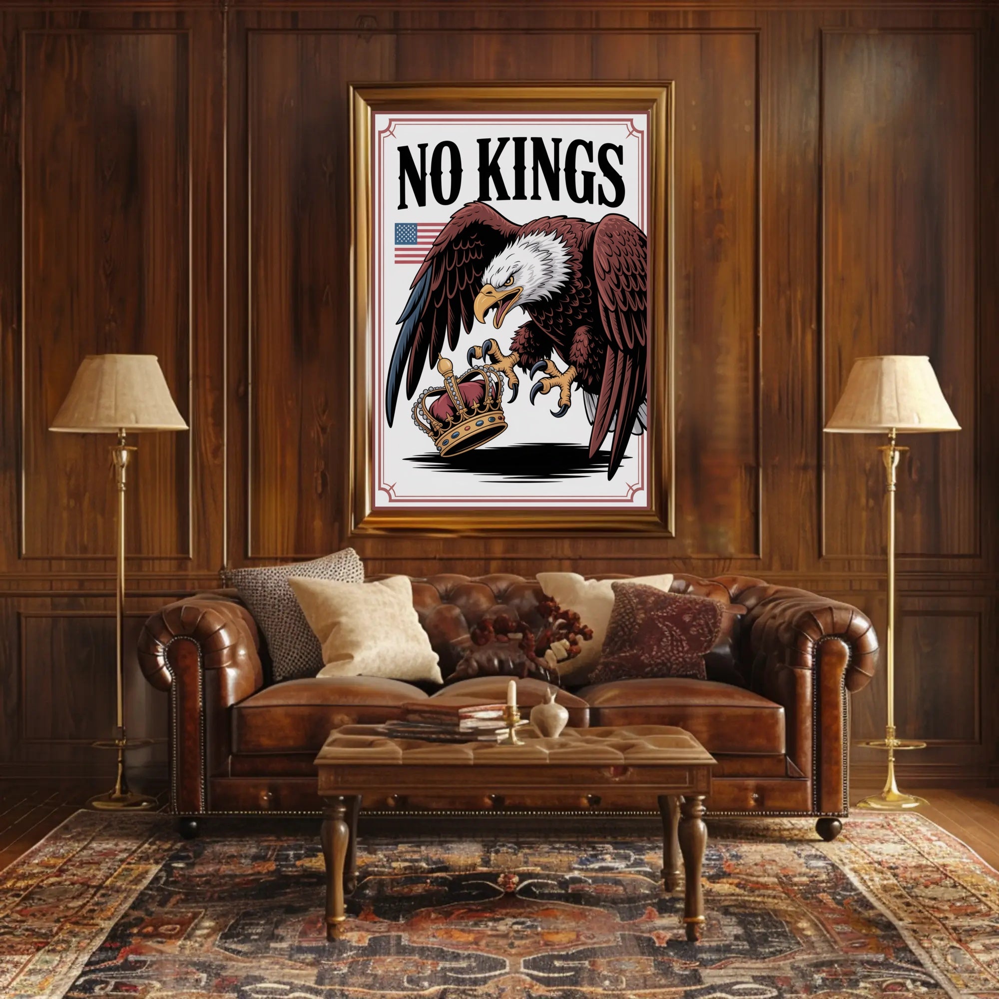 NO KINGS Eagle Anti-Monarchy Political or Propaganda Poster