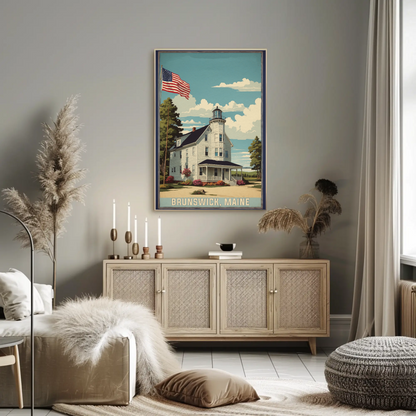 Brunswick Maine American Scene Art Vintage Travel Poster
