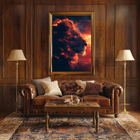 Majestic Lion Fire Art: Surreal Power Poster