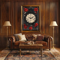 Vintage Clock with Roses in Artistic, Heritage Poster