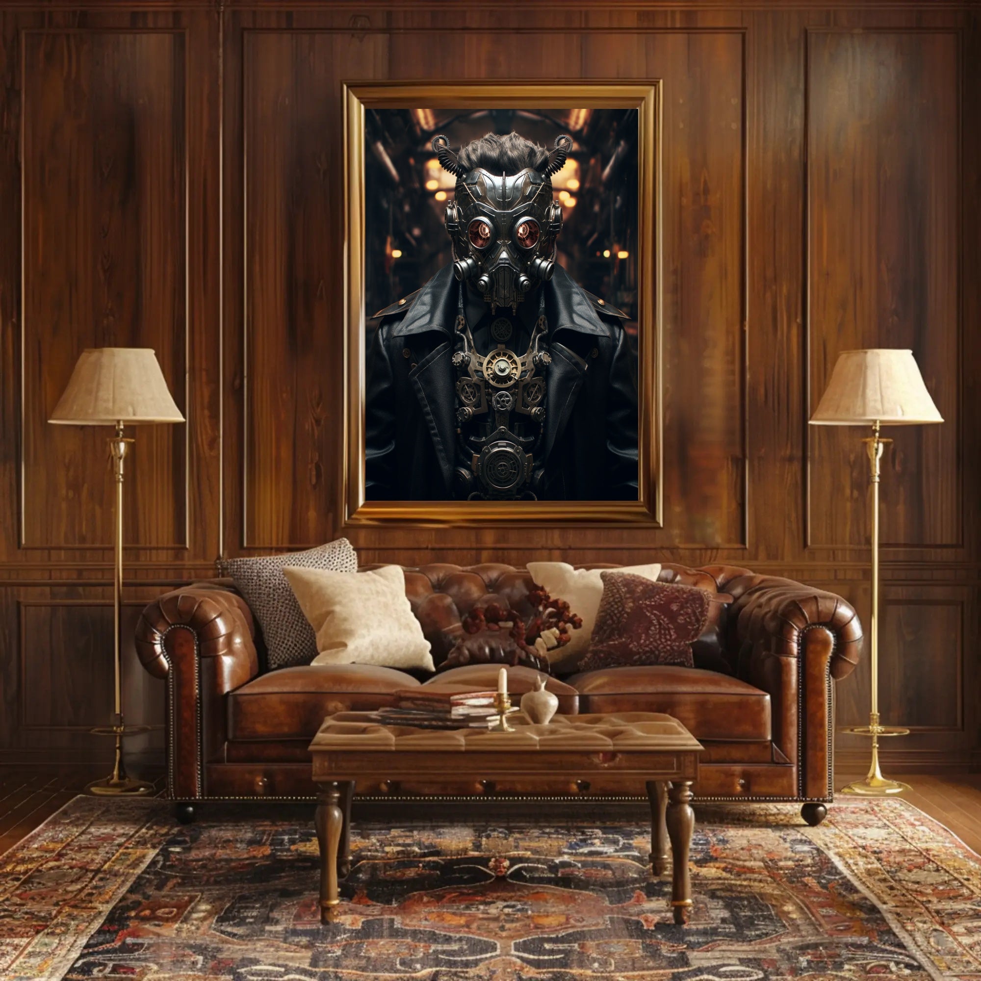 Steampunk Cyborg in Dystopian World Futuristic Sci-Fi Poster