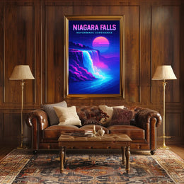 Niagara Falls Vaporwave Experience Poster PosterGoat