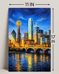 Illuminated Cityscape at Dusk Poster PosterGoat