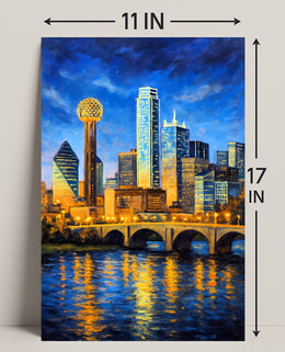 Illuminated Cityscape at Dusk Poster PosterGoat