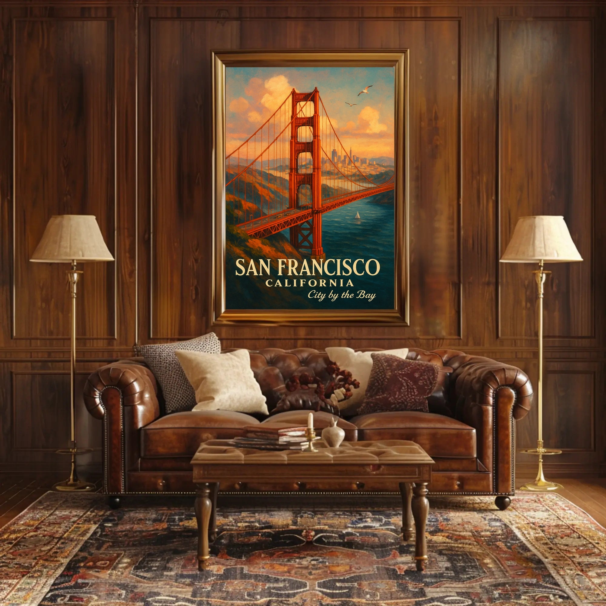 Golden Gate Bridge Vintage Travel Poster