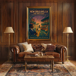 New Orleans Vintage Music Scene Art Poster