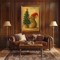 Holiday Mouse and Christmas Tree Poster