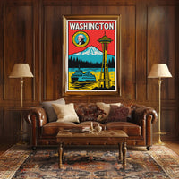 Washington State Landmarks Poster PosterGoat