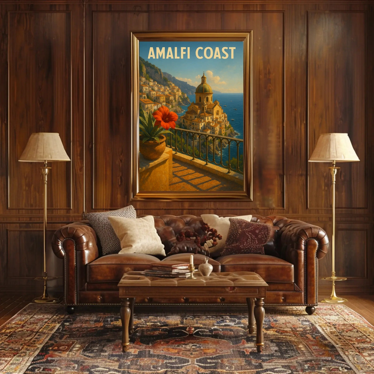 Amalfi Coast Poster Wall Art for Coastal Home Decor
