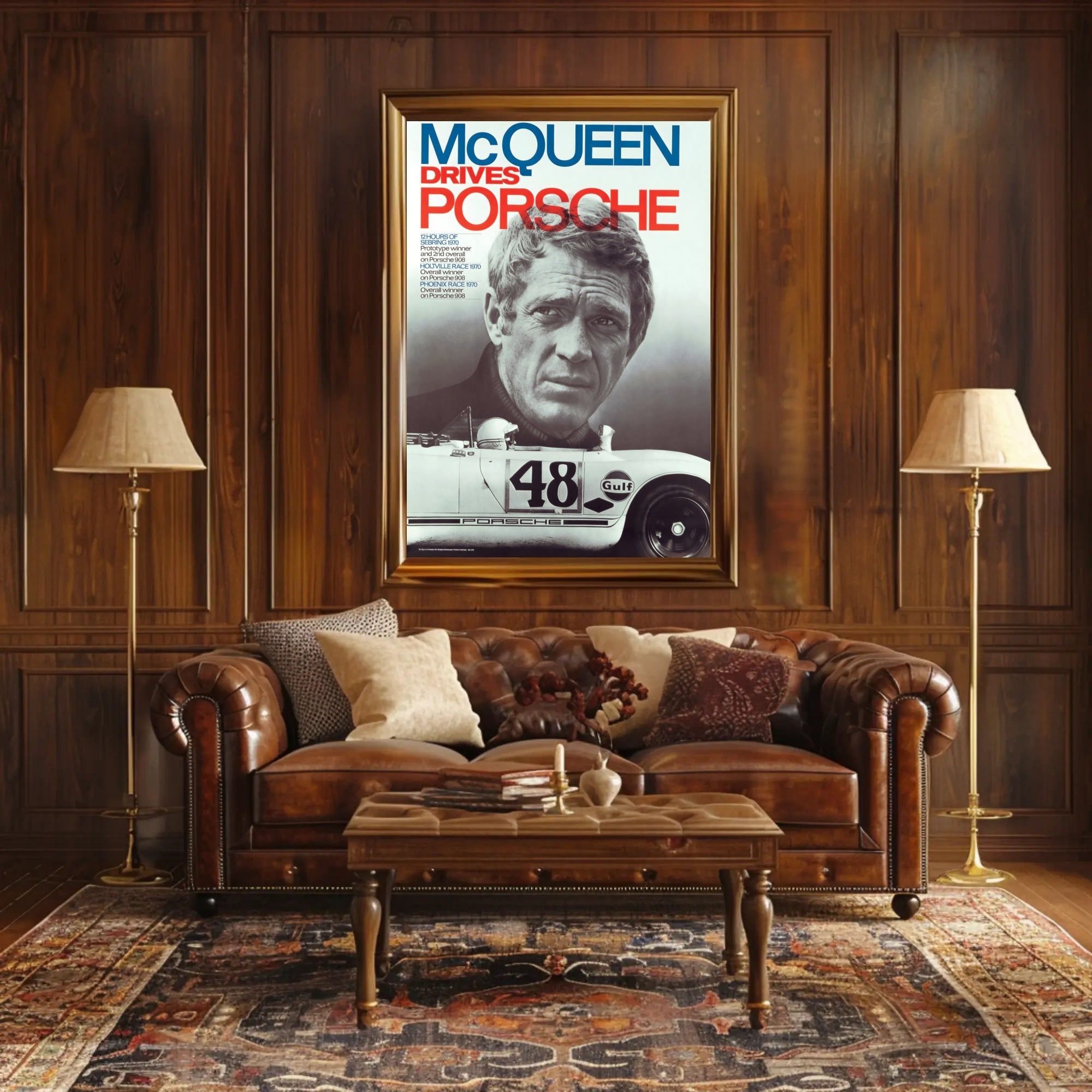 McQueen Drives Porsche Poster