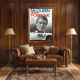 McQueen Drives Porsche Poster