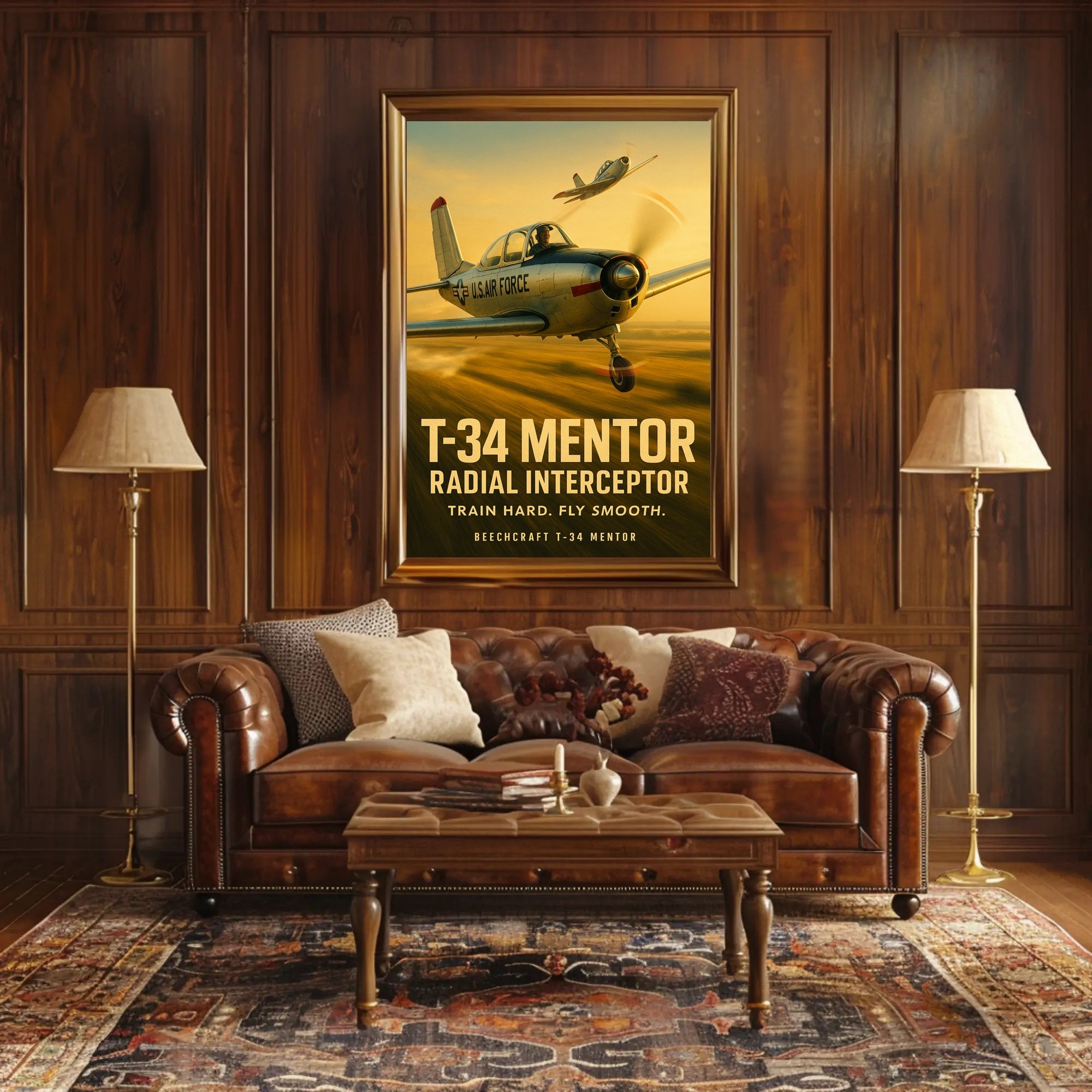 Beechcraft T-34 Mentor Mid-Century Military Poster