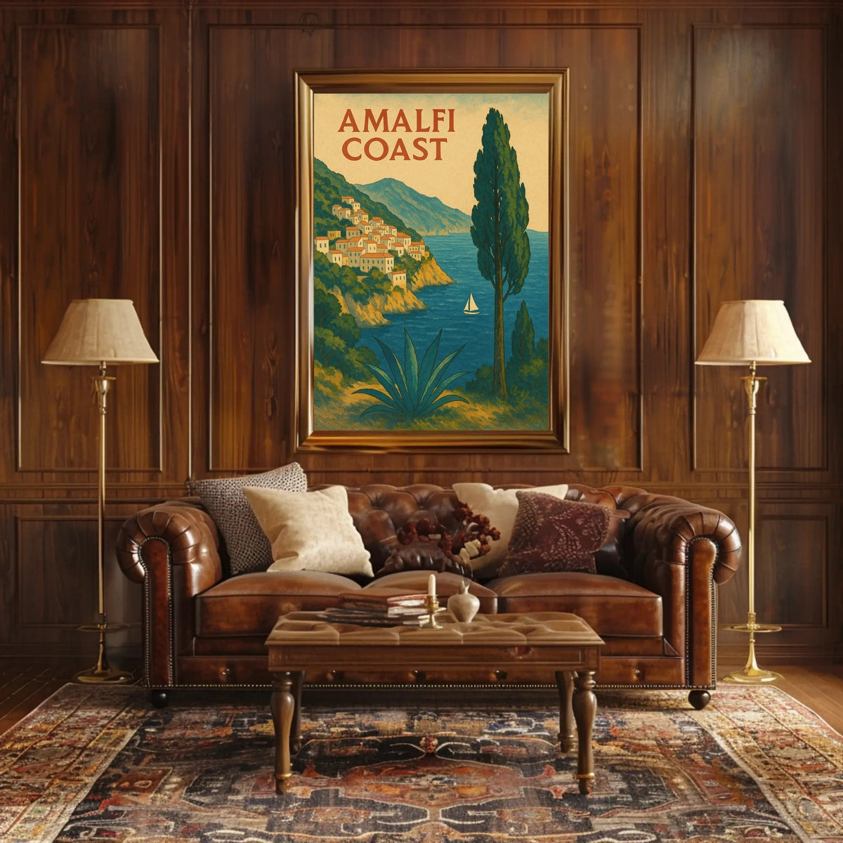 Amalfi Coast Poster Wall Art 18x24 Coastal Seascape Decor