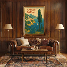 Amalfi Coast Poster Wall Art 18x24 Coastal Seascape Decor