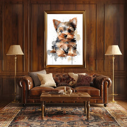 Yorkie Portrait Poster Cute Watercolor Wall Art