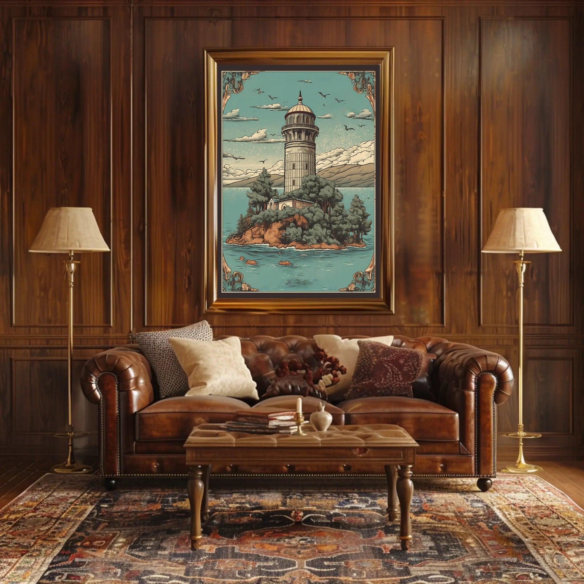 Serene Lighthouse on an Island Poster