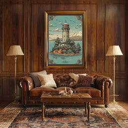 Serene Lighthouse on an Island Poster