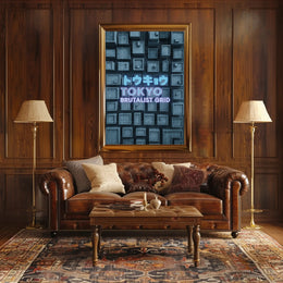 Tokyo Brutalist Grid Modern Urban Cityscape Poster