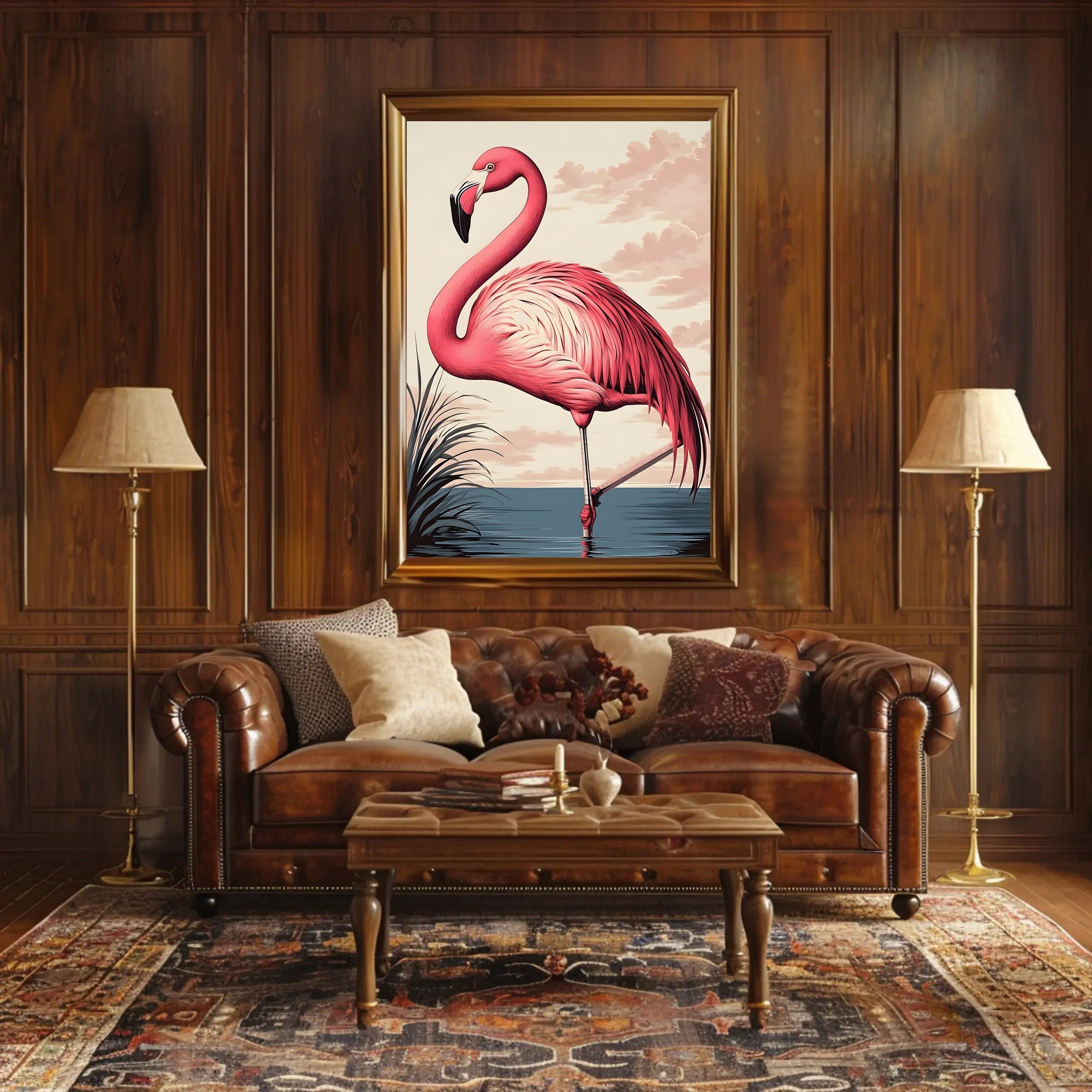 Flamingo Poster Graceful Pink Bird Coastal Wall Art