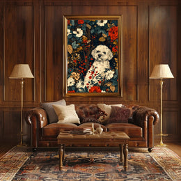 Floral Canine Portrait Wall Art Print