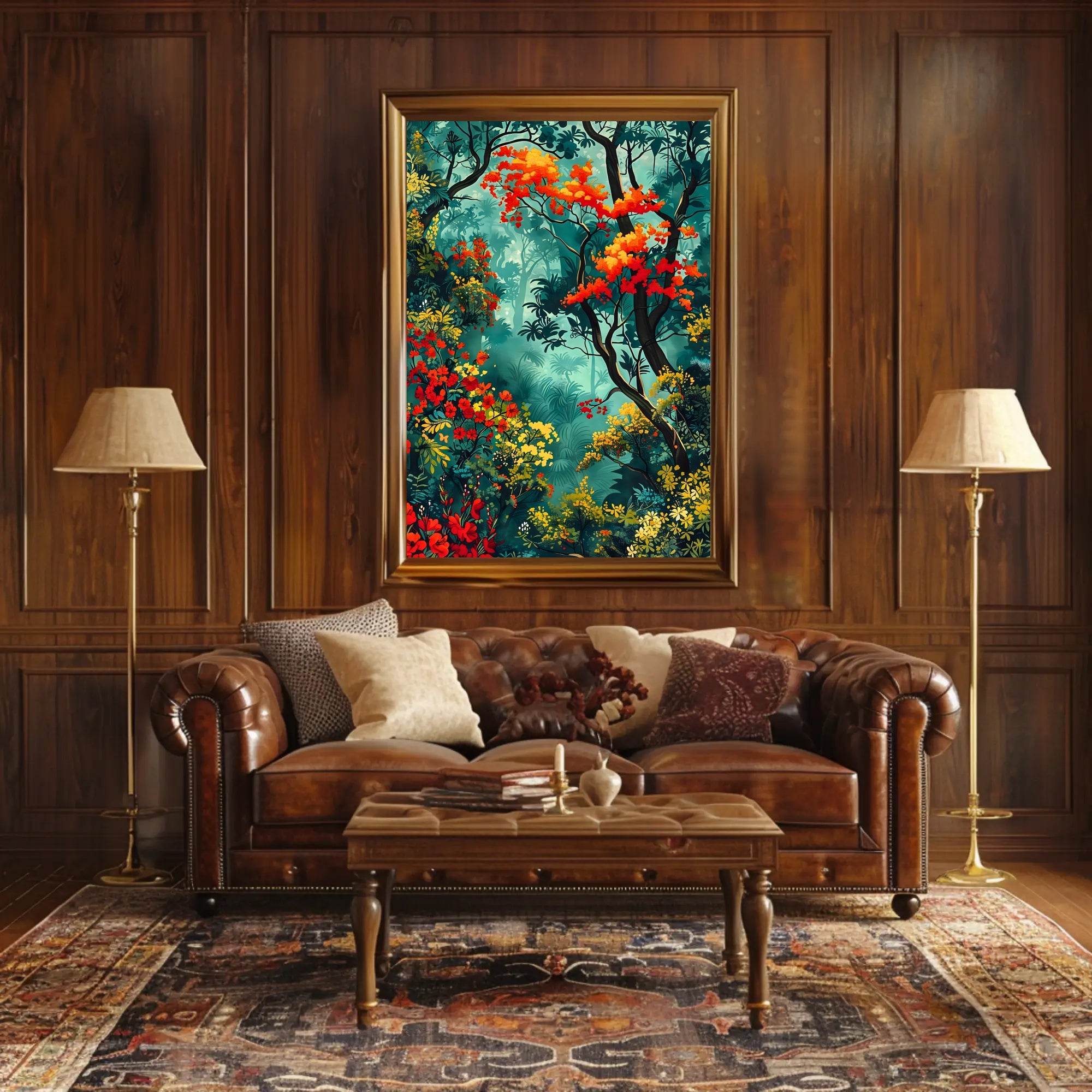 Vibrant Forest Scene William Morris Art Poster