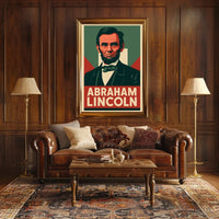 Abraham Lincoln Historic Portrait Vintage Ads Photography Realism Civil War Era US History Patriotic Decor Poster