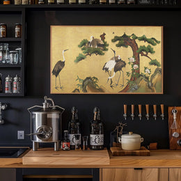 Cranes in Serenity: Traditional Asian Art Cultural Poster