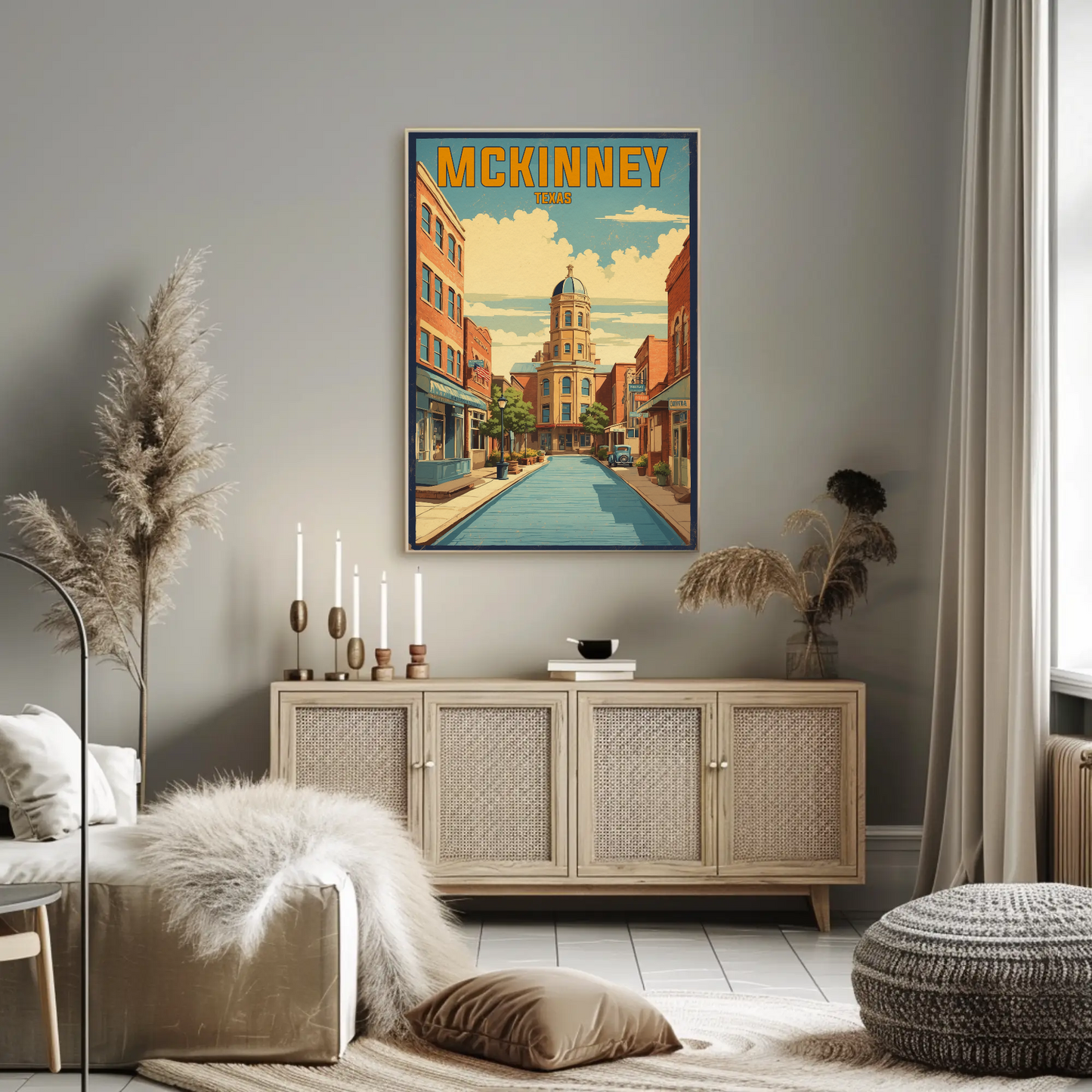 McKinney Texas Downtown Charm Vintage Travel Poster