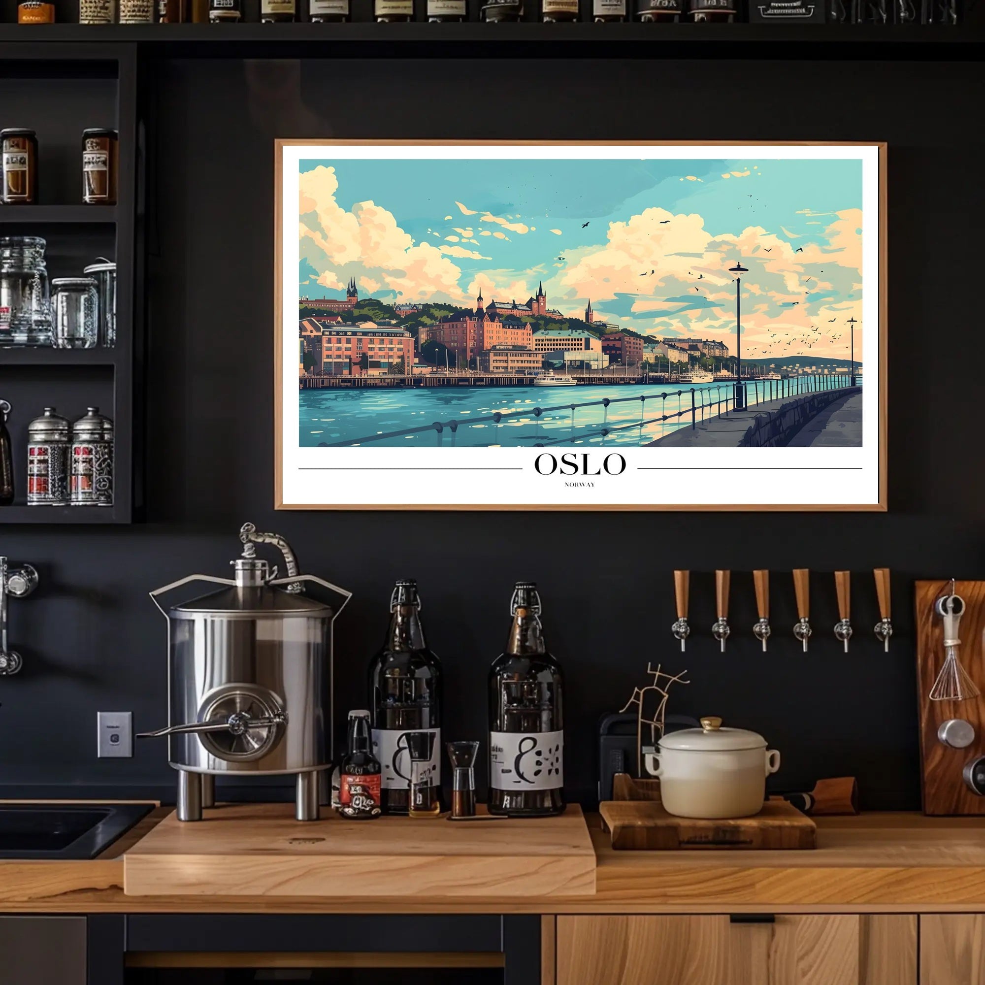 Oslo Waterfront Illustration Urban or Cityscape Poster