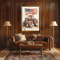 old fashioned farm tractor Poster