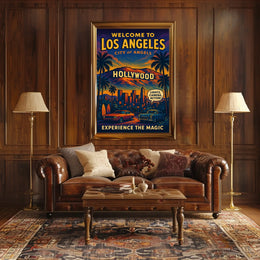 Vintage Los Angeles Poster: Hollywood Glamour & Classic Cars