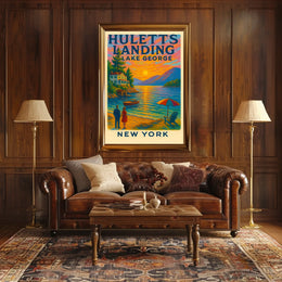 Huletts Landing Sunset Vintage Travel Poster