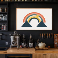 Abstract Rainbow and Geometric Mountains Art Poster