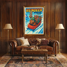 Reindeer Bobsled Team Poster