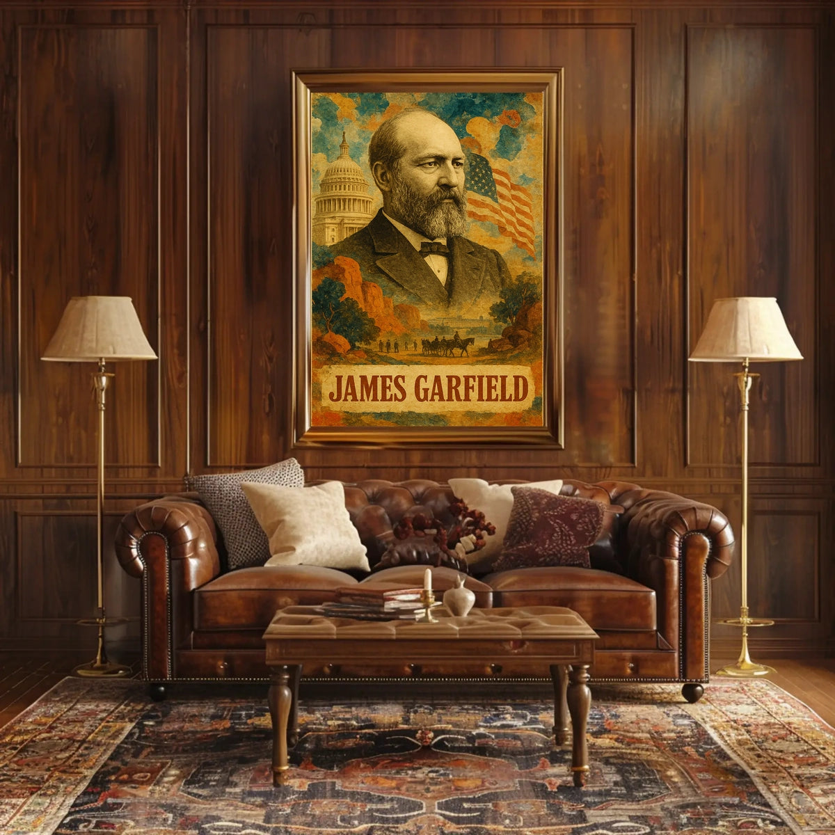 James A. Garfield 20th President of the United States Layered Digital Collage Poster