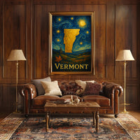Vermont Starry Night Poster Vintage Travel Print